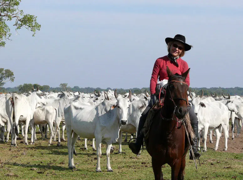 Myriam Comte at the cattle drive 